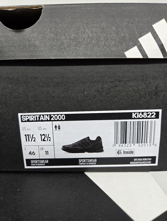 adidas Men\'s Spiritain 2000 Black Grey Carbon Shoes Size 11.5 New